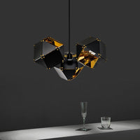 8/12 Heads Multifaceted Metal Chandelier Light Modern Black White Dining Room Pendant Light Fixture - Rebooters