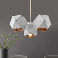 8/12 Heads Multifaceted Metal Chandelier Light Modern Black White Dining Room Pendant Light Fixture - Rebooters