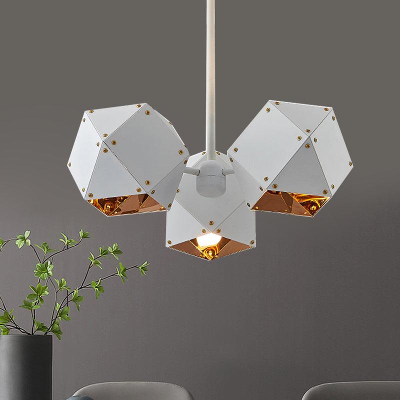 8/12 Heads Multifaceted Metal Chandelier Light Modern Black White Dining Room Pendant Light Fixture - Rebooters