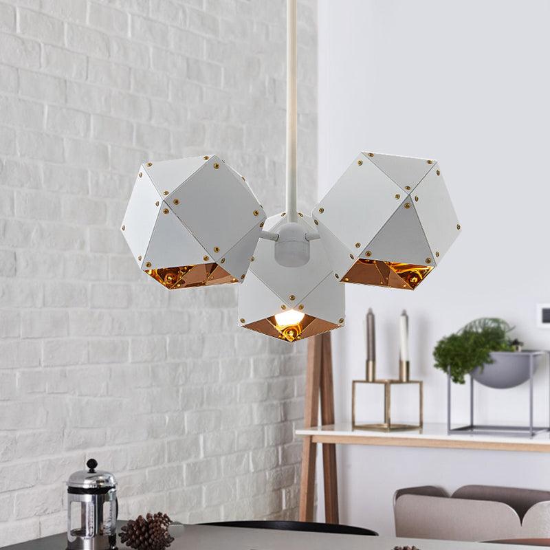 8/12 Heads Multifaceted Metal Chandelier Light Modern Black White Dining Room Pendant Light Fixture - Rebooters