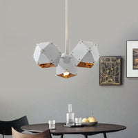 8/12 Heads Multifaceted Metal Chandelier Light Modern Black White Dining Room Pendant Light Fixture - Rebooters