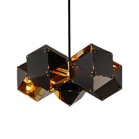 8/12 Heads Multifaceted Metal Chandelier Light Modern Black White Dining Room Pendant Light Fixture - Rebooters