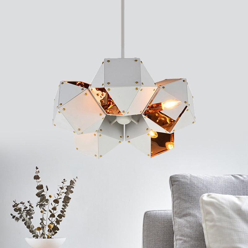 8/12 Heads Multifaceted Metal Chandelier Light Modern Black White Dining Room Pendant Light Fixture - Rebooters