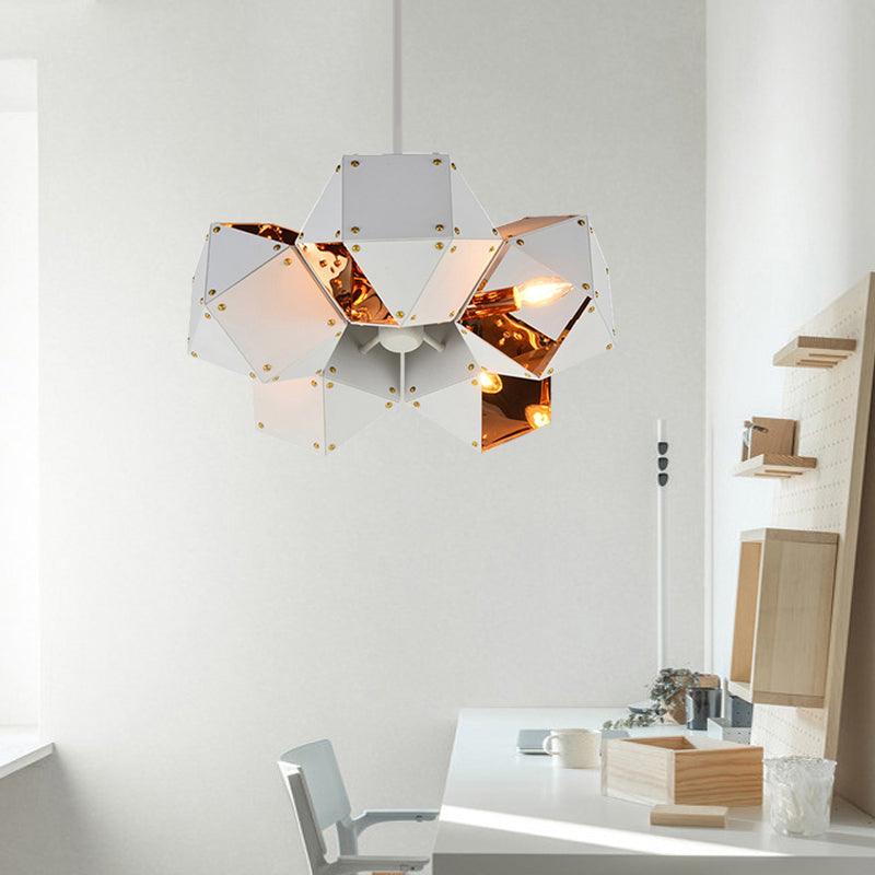 8/12 Heads Multifaceted Metal Chandelier Light Modern Black White Dining Room Pendant Light Fixture - Rebooters