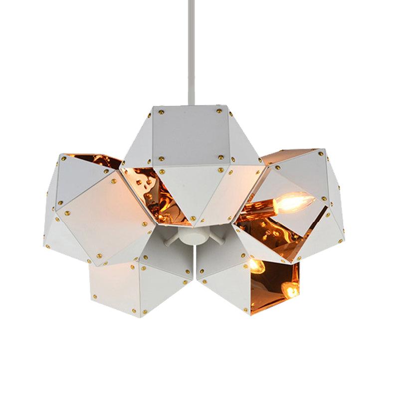 8/12 Heads Multifaceted Metal Chandelier Light Modern Black White Dining Room Pendant Light Fixture - Rebooters