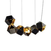 8/12 Heads Multifaceted Metal Chandelier Light Modern Black White Dining Room Pendant Light Fixture - Rebooters