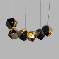 8/12 Heads Multifaceted Metal Chandelier Light Modern Black White Dining Room Pendant Light Fixture - Rebooters
