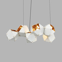 8/12 Heads Multifaceted Metal Chandelier Light Modern Black White Dining Room Pendant Light Fixture - Rebooters