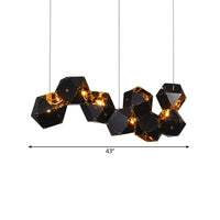 8/12 Heads Multifaceted Metal Chandelier Light Modern Black White Dining Room Pendant Light Fixture - Rebooters
