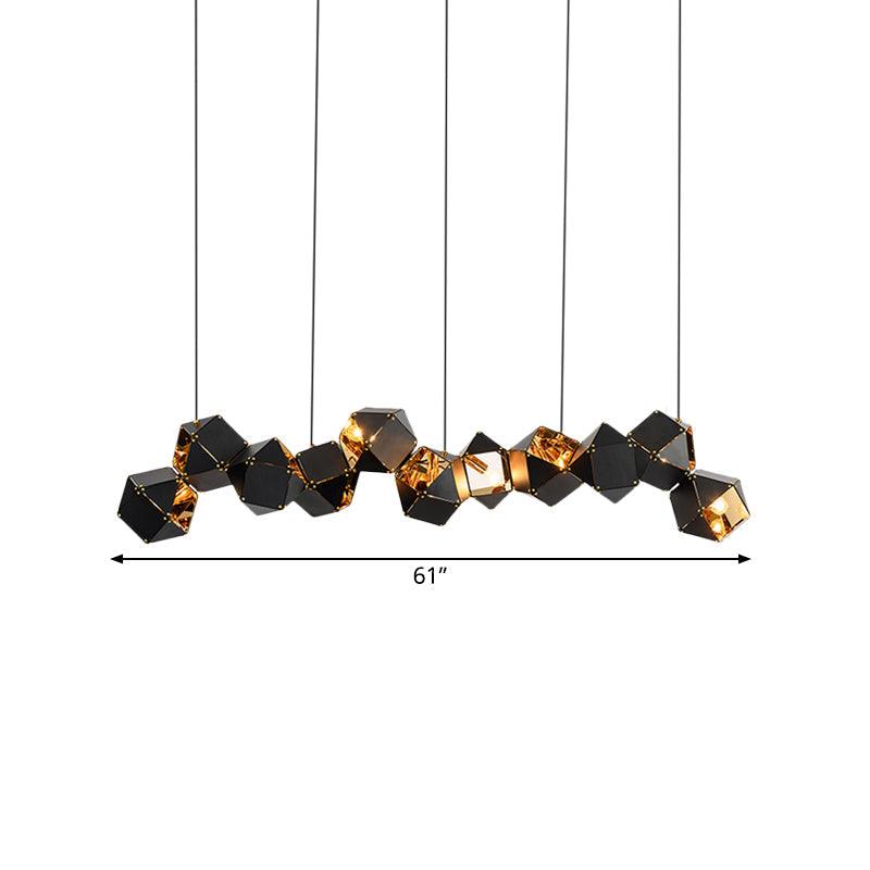 8/12 Heads Multifaceted Metal Chandelier Light Modern Black White Dining Room Pendant Light Fixture - Rebooters