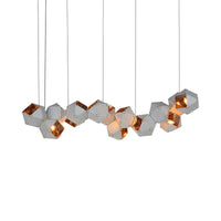 8/12 Heads Multifaceted Metal Chandelier Light Modern Black White Dining Room Pendant Light Fixture - Rebooters