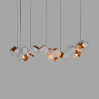 8/12 Heads Multifaceted Metal Chandelier Light Modern Black White Dining Room Pendant Light Fixture - Rebooters