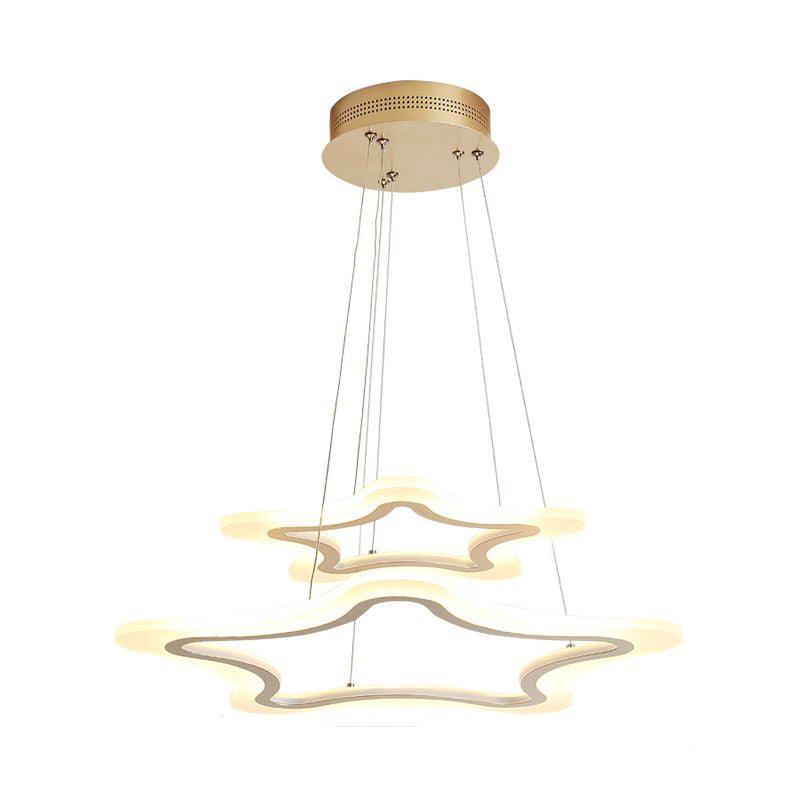 Acrylic Star Pendant Light Modern LED 2-Light Chandelier - Rebooters