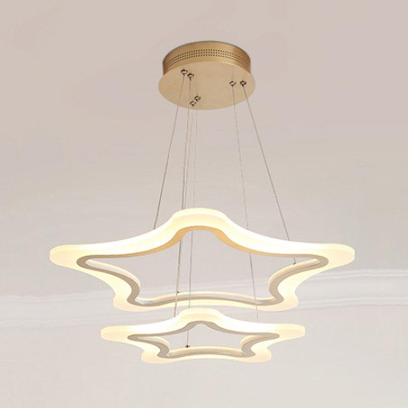 Acrylic Star Pendant Light Modern LED 2-Light Chandelier - Rebooters