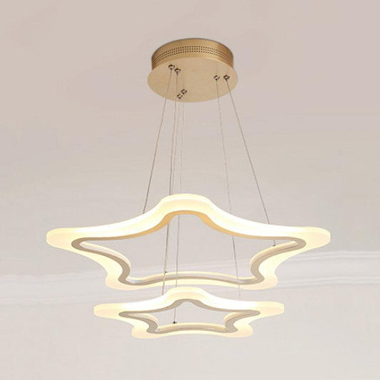 Acrylic Star Pendant Light Modern LED 2-Light Chandelier - Rebooters