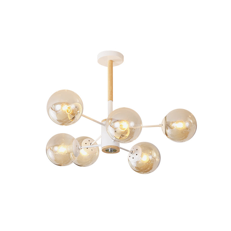 White Blue Amber Glass Spherical Shade Pendant Chandelier - Rebooters