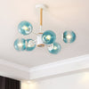 White Blue Amber Glass Spherical Shade Pendant Chandelier - Rebooters