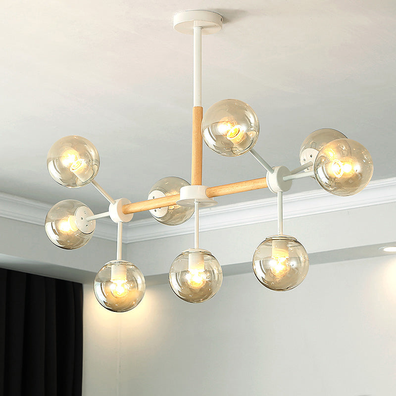 White Blue Amber Glass Spherical Shade Pendant Chandelier - Rebooters