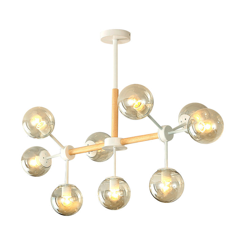 White Blue Amber Glass Spherical Shade Pendant Chandelier - Rebooters