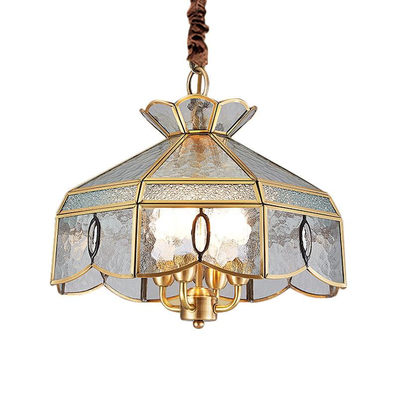 Colonial Style Geometric Pendant Chandelier 4 Lights Brass - Rebooters