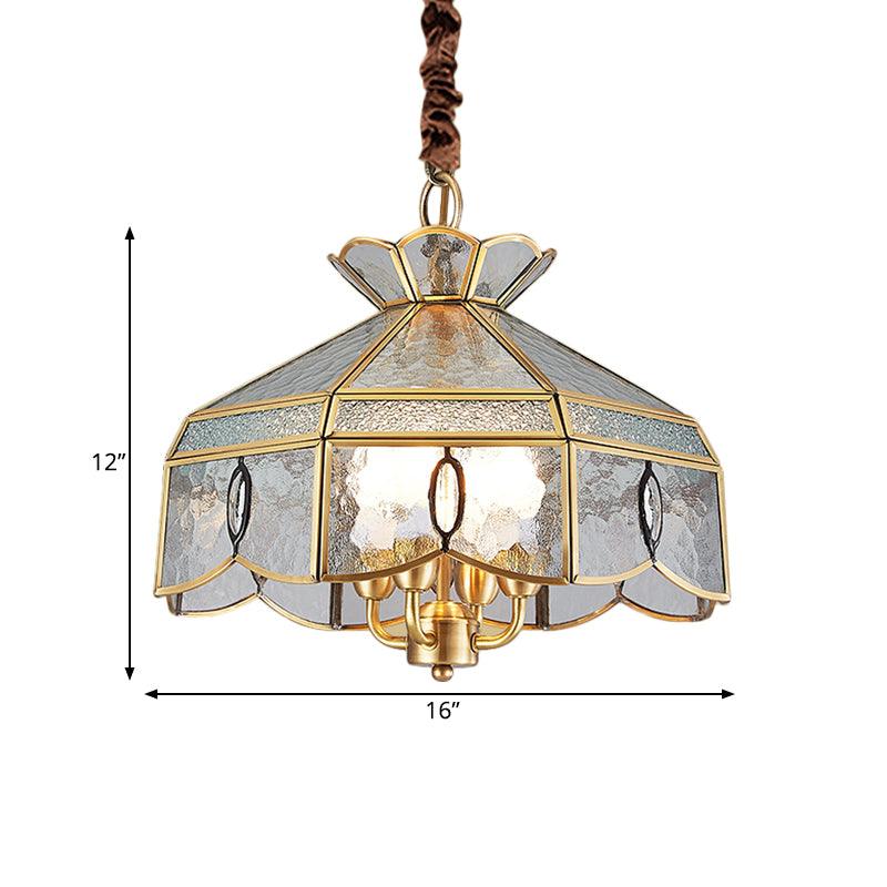 Colonial Style Geometric Pendant Chandelier 4 Lights Brass - Rebooters