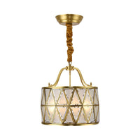 4-Bulb Drum Ceiling Chandelier Vintage Brass Finish Light - Rebooters