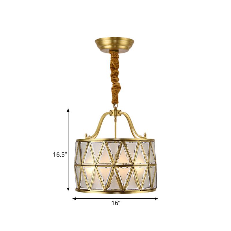 4-Bulb Drum Ceiling Chandelier Vintage Brass Finish Light - Rebooters