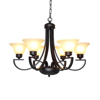 Black 3/5/6 Heads Chandelier Light Fixture Traditional White Glass Bell Pendant - Rebooters