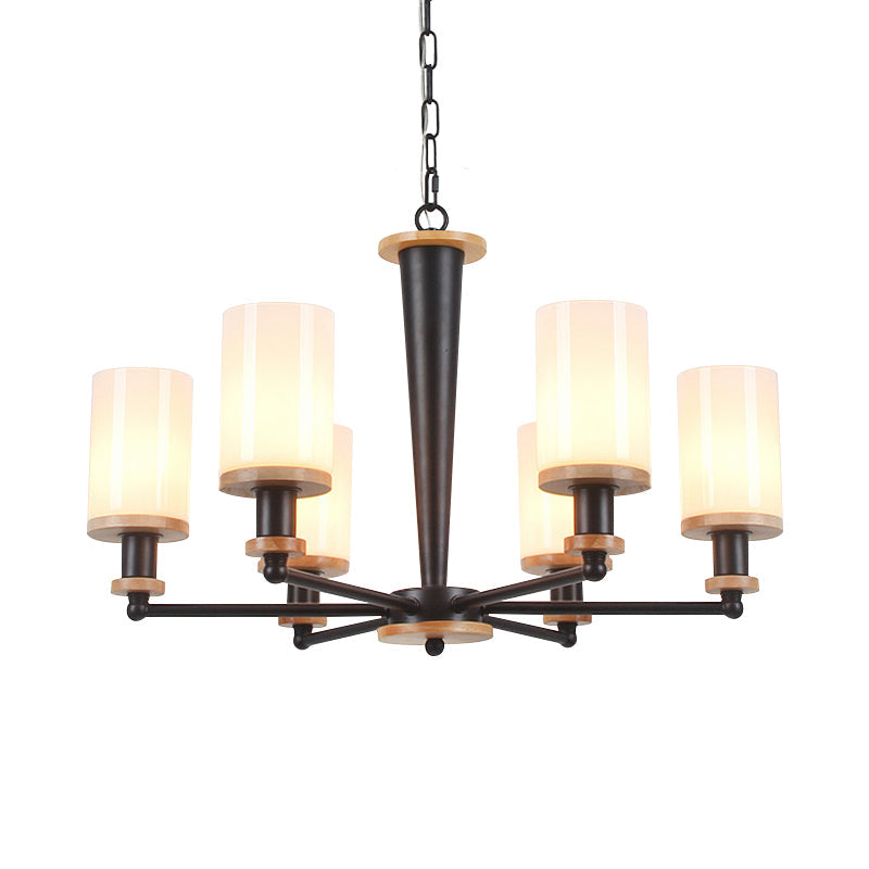 Traditional Cylindrical Pendant Chandelier Black Glass Light - Rebooters