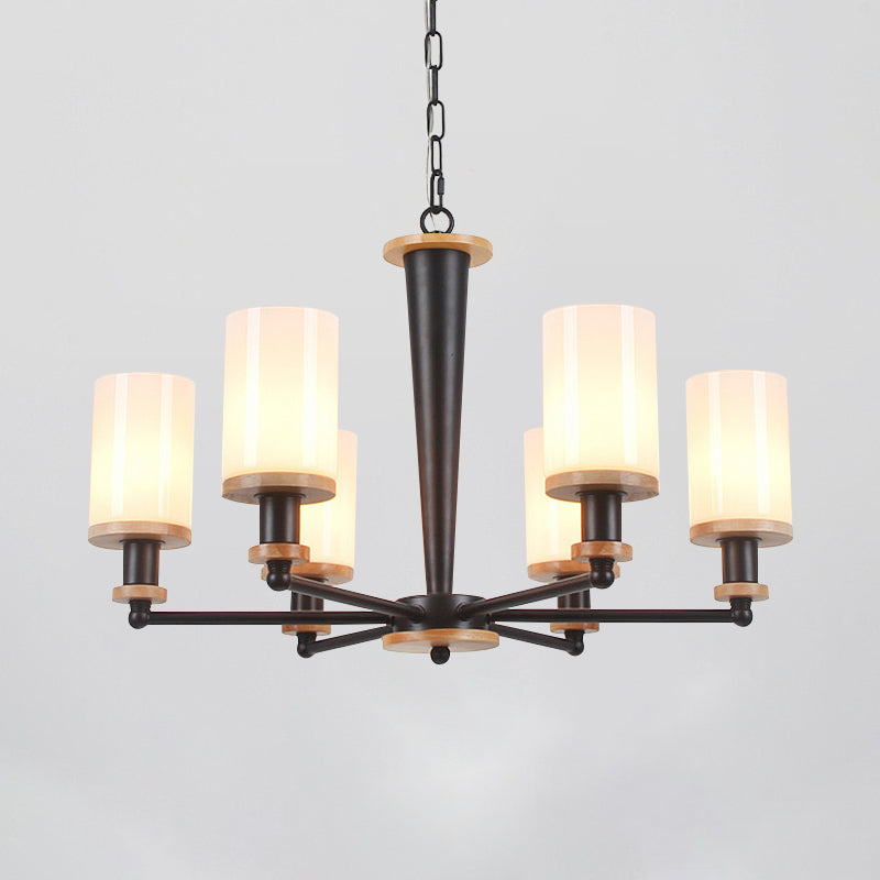 Traditional Cylindrical Pendant Chandelier Black Glass Light - Rebooters