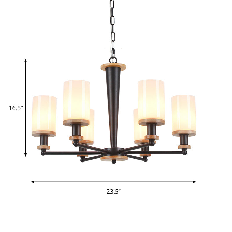 Traditional Cylindrical Pendant Chandelier Black Glass Light - Rebooters