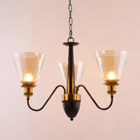 3/5 Bulbs Cone Up Chandelier Lamp Fixture Vintage Black Gold - Rebooters