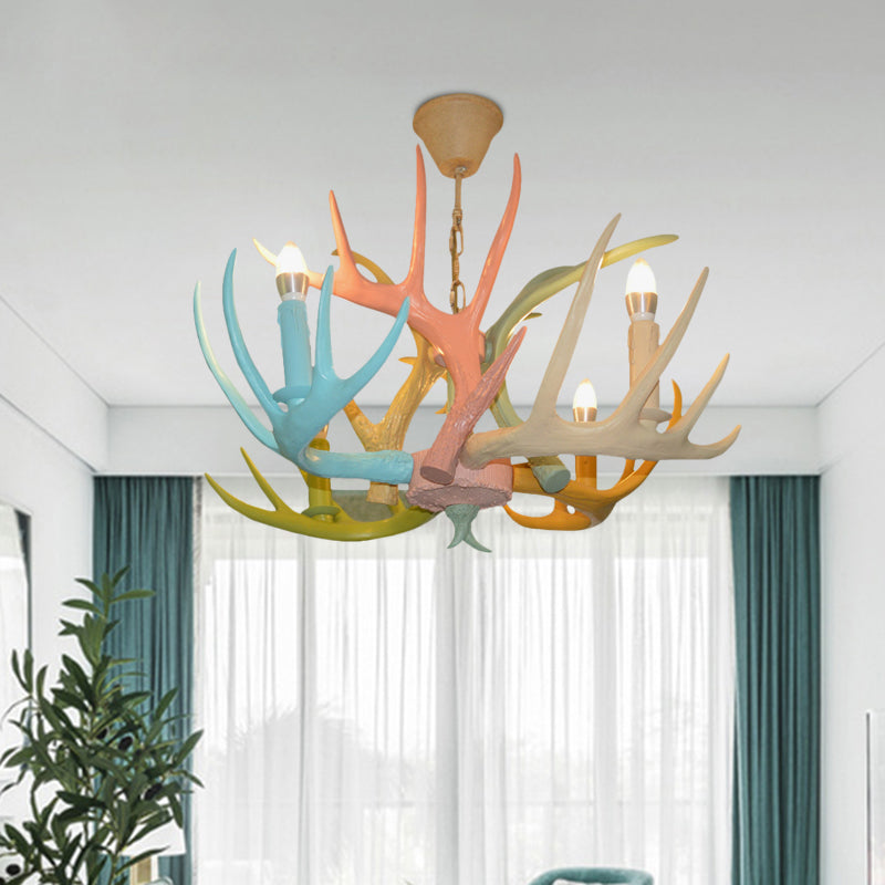Macaron Antler Ceiling Chandelier Resin 4/6 Bulbs Light - Rebooters
