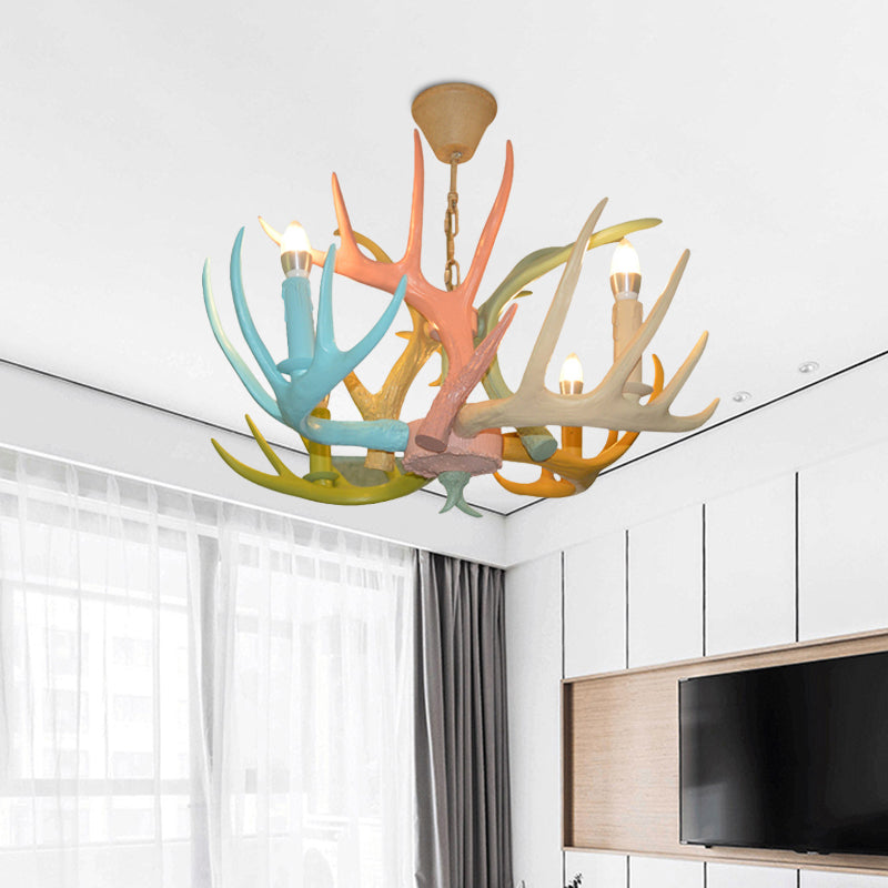 Macaron Antler Ceiling Chandelier Resin 4/6 Bulbs Light - Rebooters