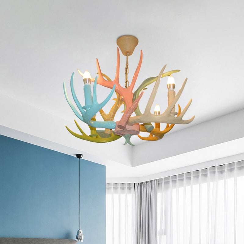 Macaron Antler Ceiling Chandelier Resin 4/6 Bulbs Light - Rebooters