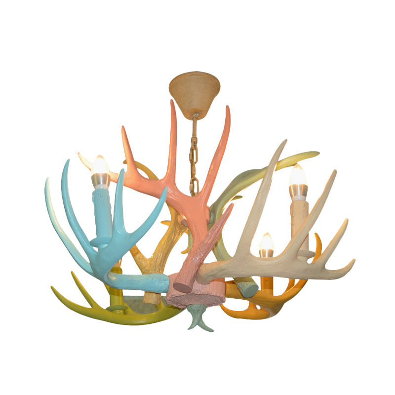 Macaron Antler Ceiling Chandelier Resin 4/6 Bulbs Light - Rebooters
