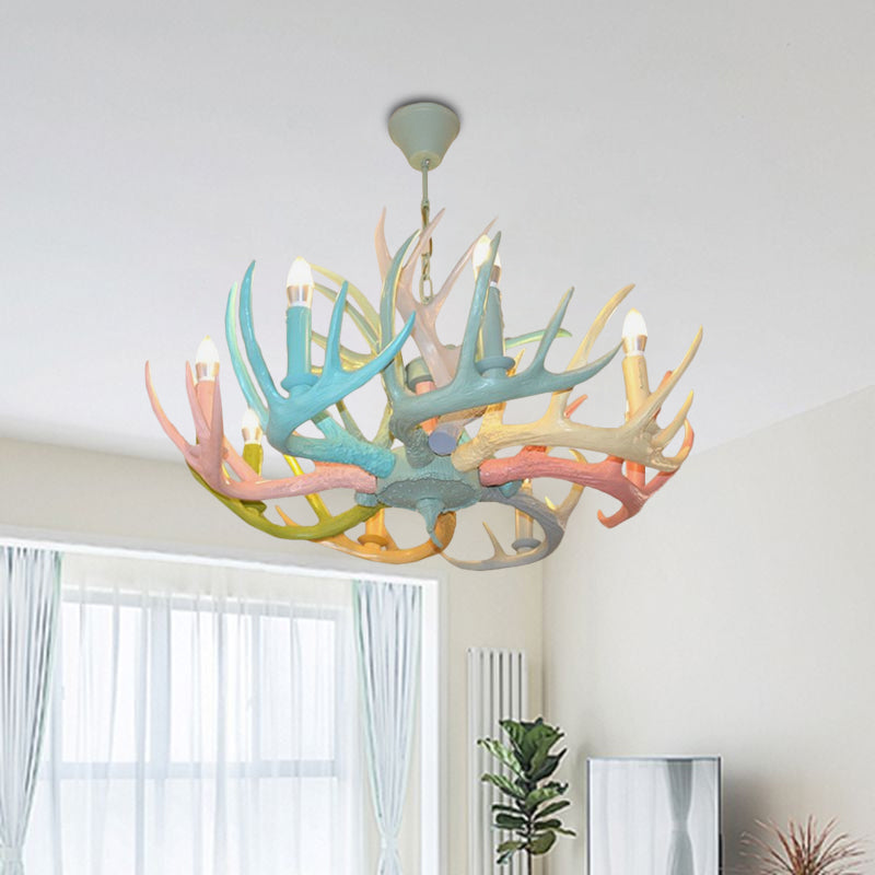 Macaron Antler Ceiling Chandelier Resin 4/6 Bulbs Light - Rebooters
