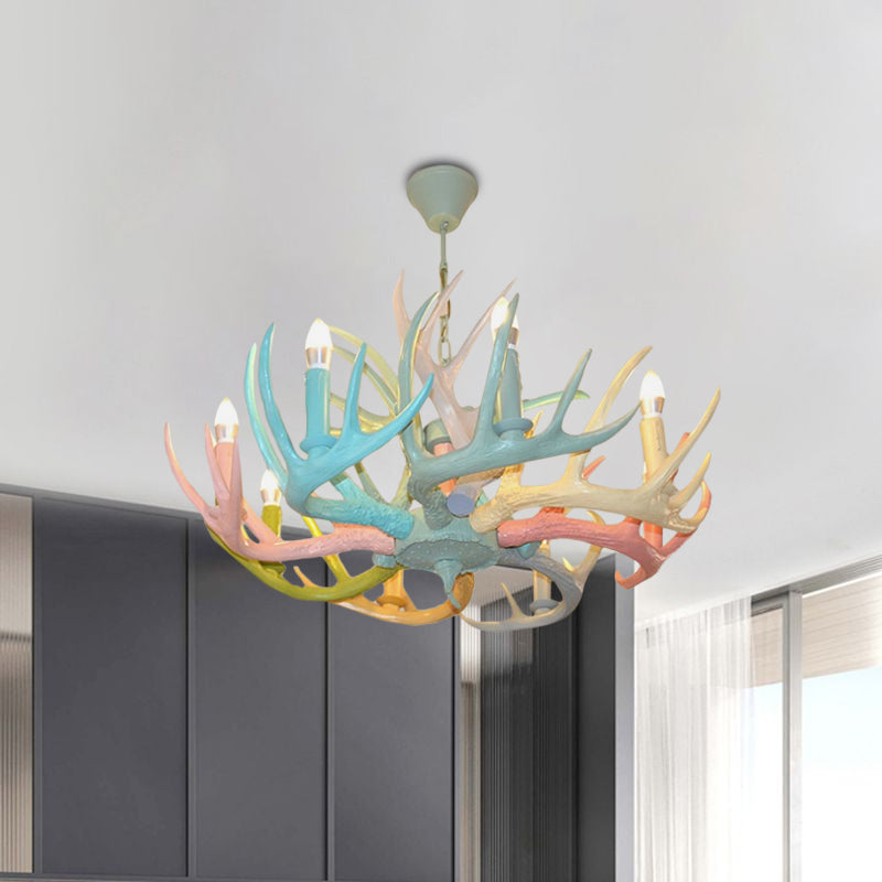 Macaron Antler Ceiling Chandelier Resin 4/6 Bulbs Light - Rebooters