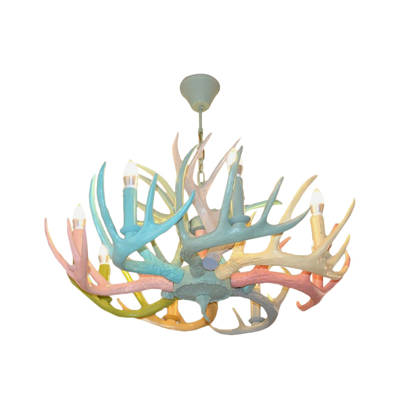 Macaron Antler Ceiling Chandelier Resin 4/6 Bulbs Light - Rebooters