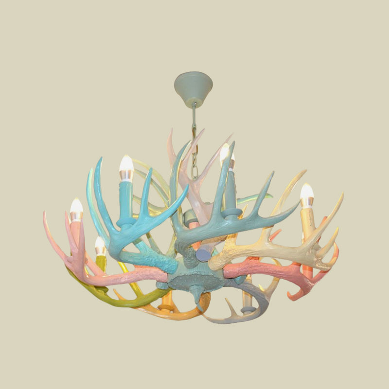 Macaron Antler Ceiling Chandelier Resin 4/6 Bulbs Light - Rebooters