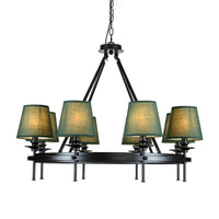 8 Bulbs Circle Pendant Lamp Retro Style Green Metal Ceiling Chandelier - Rebooters