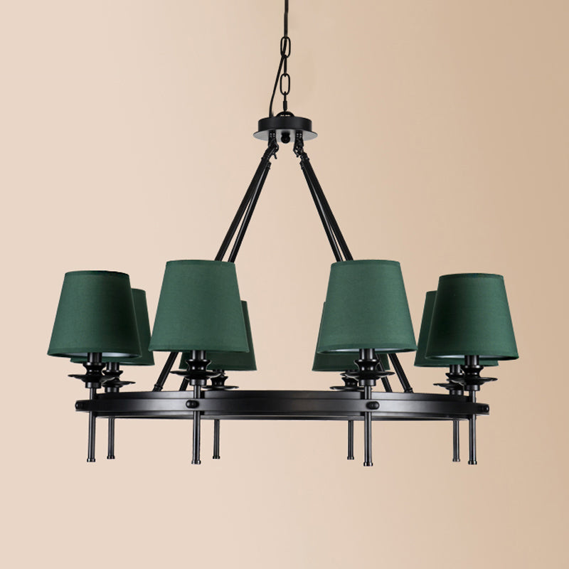 8 Bulbs Circle Pendant Lamp Retro Style Green Metal Ceiling Chandelier - Rebooters