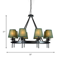 8 Bulbs Circle Pendant Lamp Retro Style Green Metal Ceiling Chandelier - Rebooters