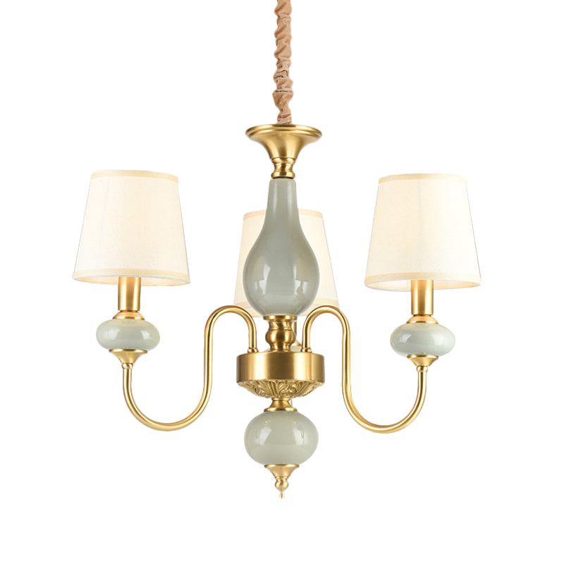 Brass Swooping Arm Chandelier Lighting Fixture Classic Metal 3 Lights Dining Room Lamp - Rebooters