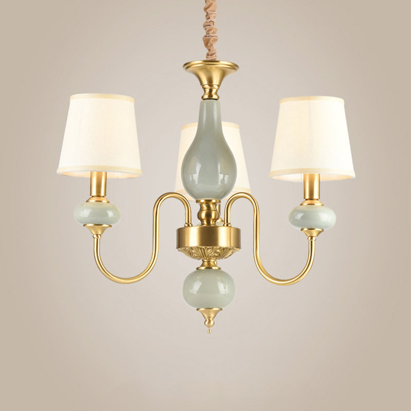 Brass Swooping Arm Chandelier Lighting Fixture Classic Metal 3 Lights Dining Room Lamp - Rebooters