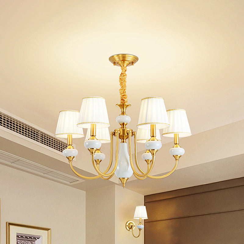 Cone Dining Room Chandelier Lamp Country Fabric 3/6-Light Pendant - Rebooters