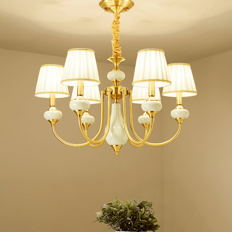 Cone Dining Room Chandelier Lamp Country Fabric 3/6-Light Pendant - Rebooters