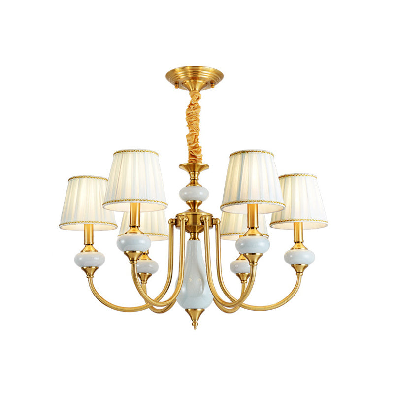 Cone Dining Room Chandelier Lamp Country Fabric 3/6-Light Pendant - Rebooters