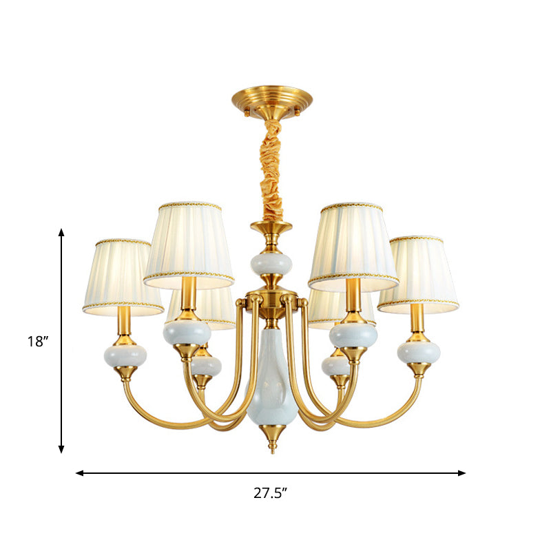 Cone Dining Room Chandelier Lamp Country Fabric 3/6-Light Pendant - Rebooters