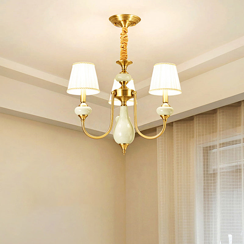 Cone Dining Room Chandelier Lamp Country Fabric 3/6-Light Pendant - Rebooters